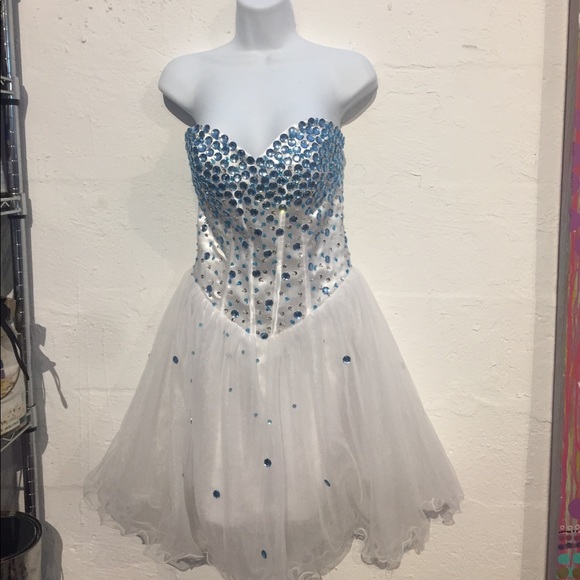 Handmade rhinestones dress prom party size M/L - Picture 5 of 8
